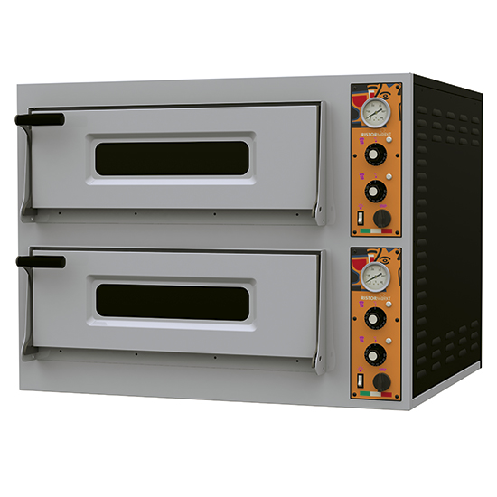 Eldriven pizzaugn för 4+4 pizzor ø 32 cm, mekanisk kontroll, Ristormarkt